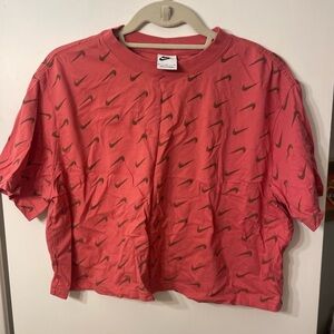 Nike Pink Allover Swoosh Short Sleeve Tee